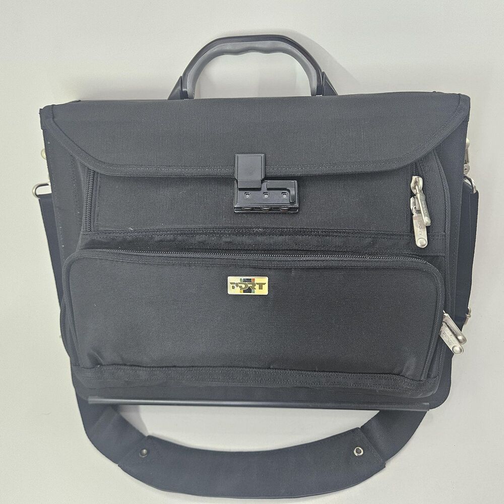 PORT Black Nylon Briefcase Laptop Messenger with Combo and instructions